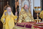 Высокопреосвященнейший схимитрополит Никон (Васин) и Преосвященнейший Евфимий, епископ Усманский, викарий Липецкой епархии, совершили Божественную литургию во Владимирском соборе Задонского Рождество-Богородицкого мужского монастыря