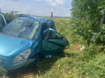В Краснинском районе водитель допустила съезд автомобиля с дороги