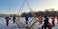На Цетральном пляже установили купель для крещенских купаний - Город Липецк