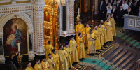 Высокопреосвященнейший Арсений, митрополит Липецкий и Задонский, глава Липецкой митрополии с Преосвященными епископами: Елецким и Лебедянским Максимом и Усманским Евфимием, викарием Липецкой епархии, сослужили Предстоятелю Русской Православной Церкви - Липецкая Епархия
