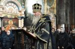 В Великий Пяток Преосвященнейший Евфимий, епископ Усманский, викарий Липецкой епархии, совершил Вечерню с выносом Плащаницы Спасителя