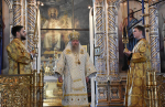 Высокопреосвященнейший схимитрополит Никон (Васин) и Преосвященнейший Евфимий, епископ Усманский, викарий Липецкой епархии, совершили Божественную литургию во Владимирском соборе Задонского Рождество-Богородицкого мужского монастыря