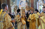 Высокопреосвященнейший схимитрополит Никон (Васин) и Преосвященнейший Евфимий, епископ Усманский, викарий Липецкой епархии, совершили Божественную литургию во Владимирском соборе Задонского Рождество-Богородицкого мужского монастыря